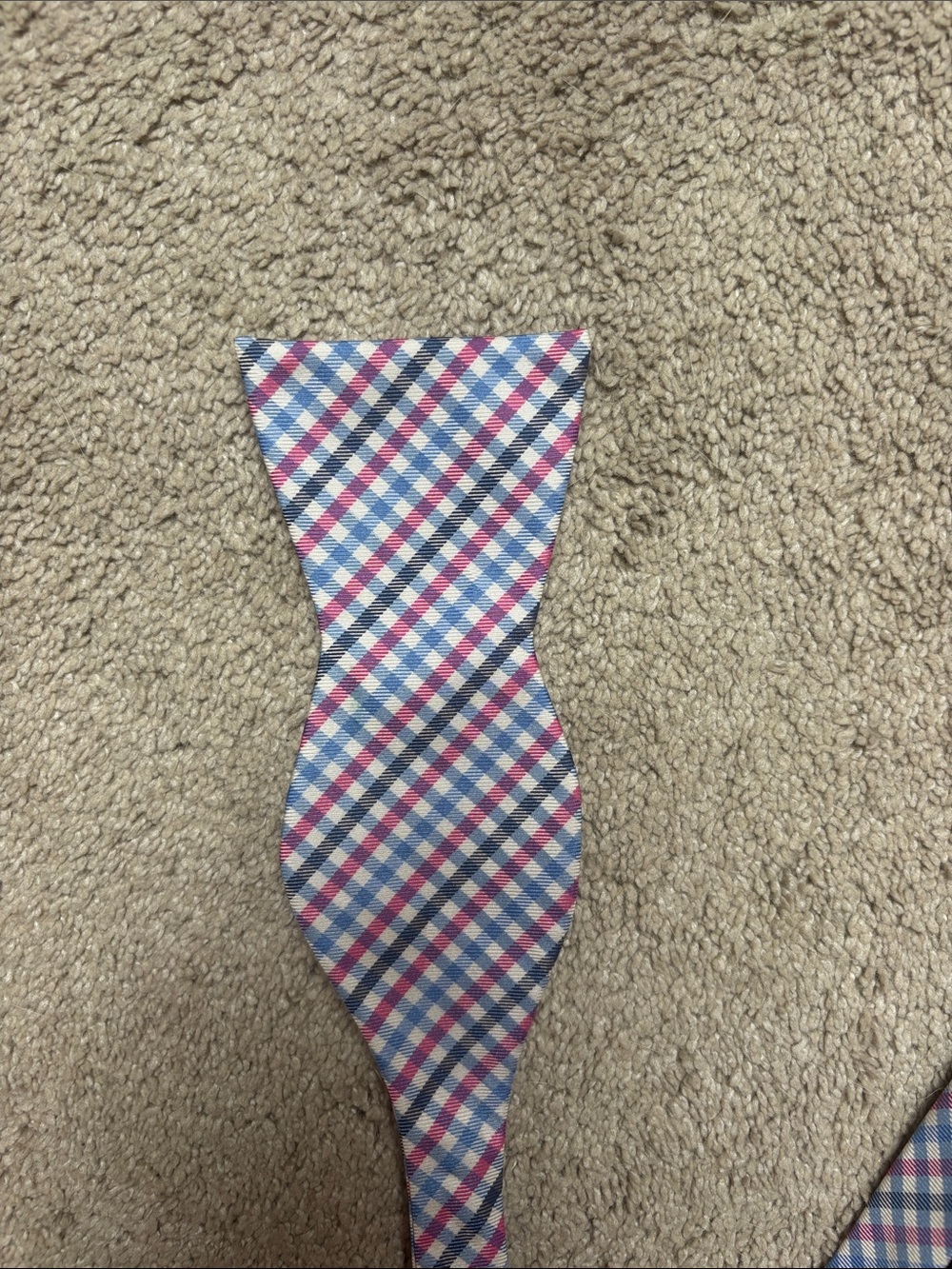 Plaid Pink & Blue One-Piece Bow Tie